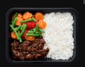 Zoete pulled beef rijst groente